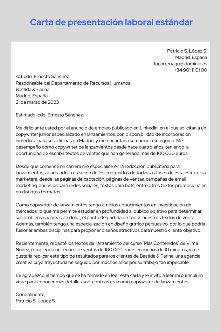 Carta De Presentación Laboral Consejos Y Ejemplos Para Redactarla 3332