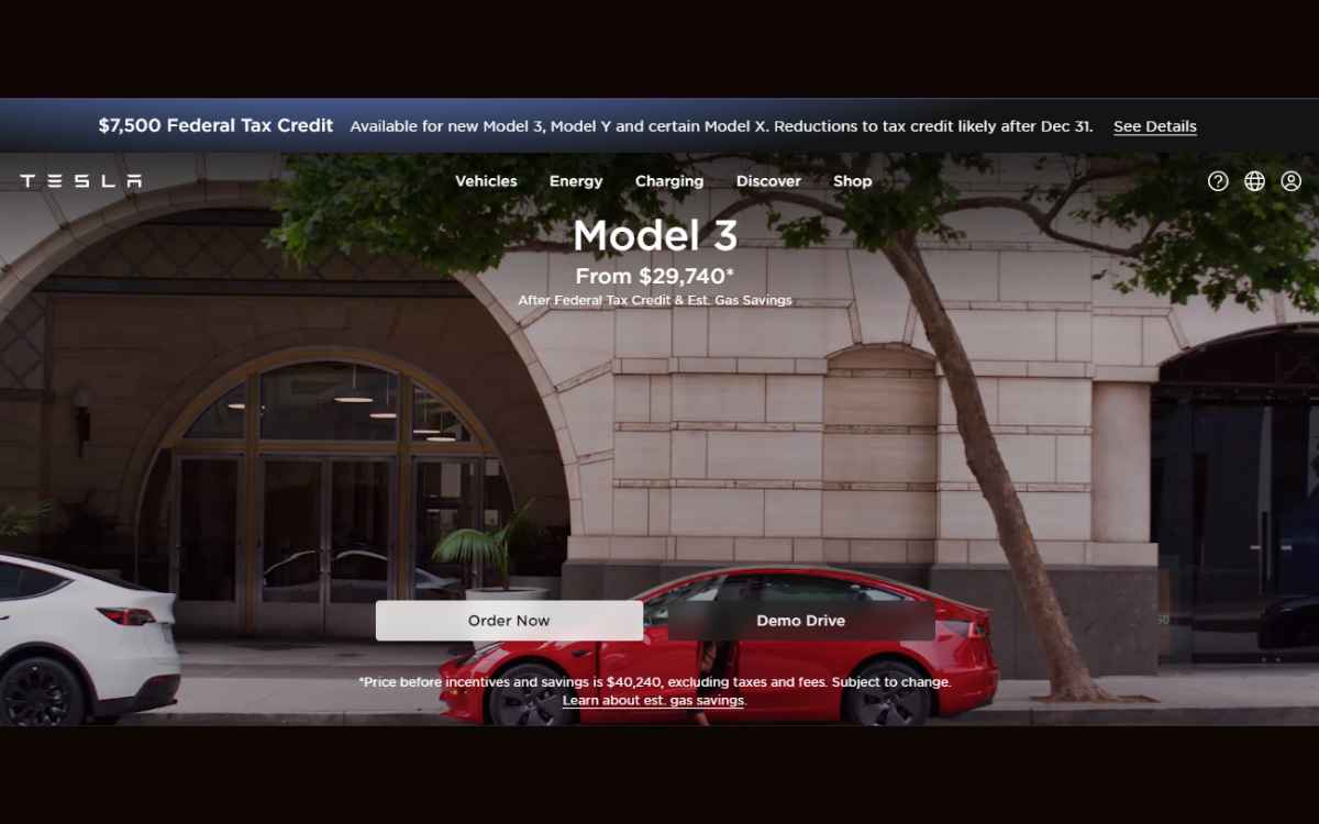 Imagen de Tesla, ejemplo de landing page.