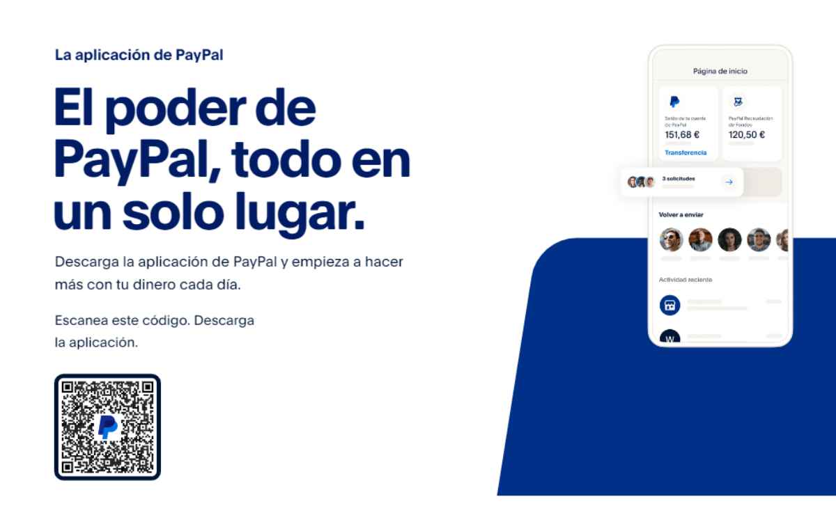 Vemos la página principal de PayPal, uan de las mejores billeteras electrónicas de México.